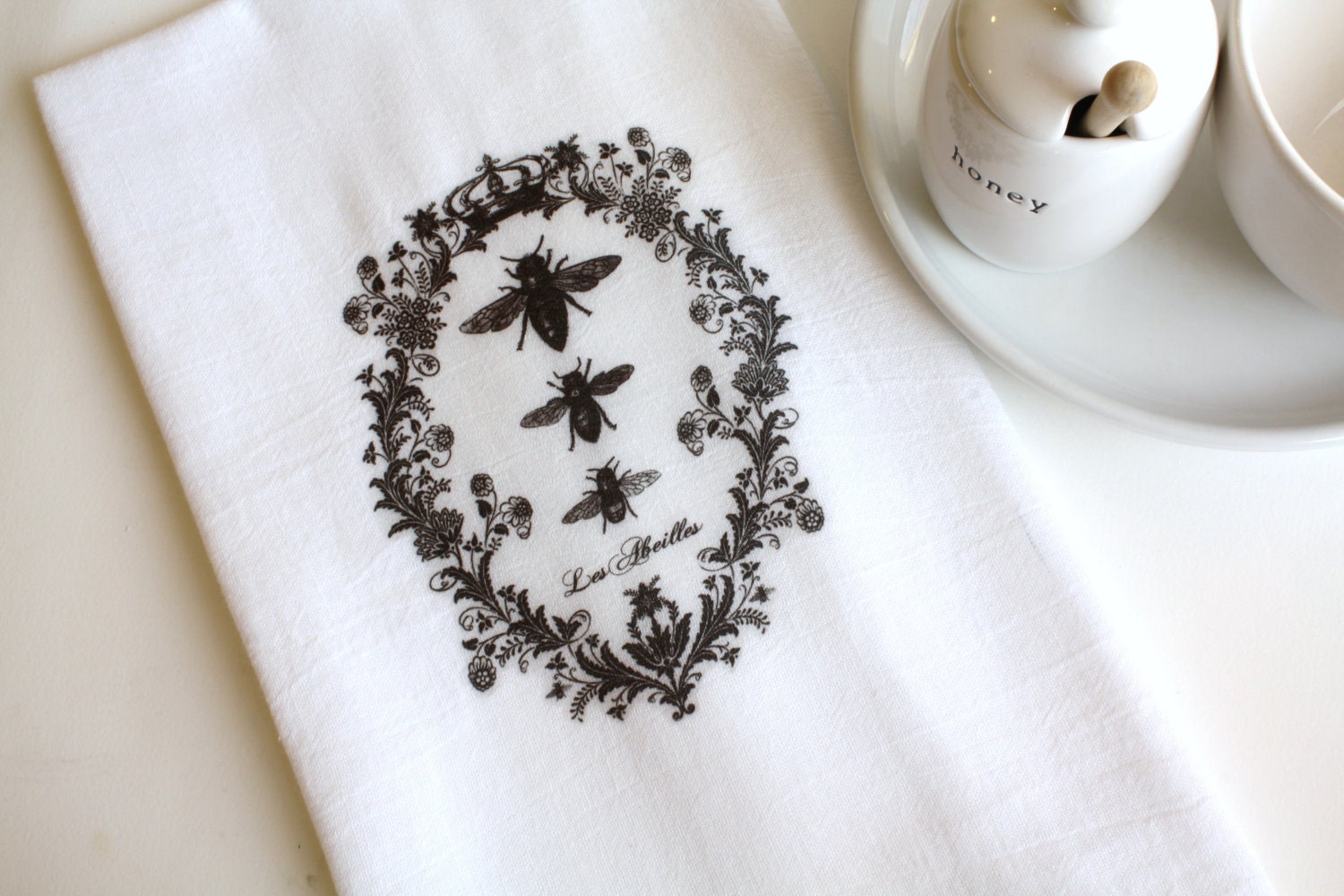 Tea Towel Kitchen Flour Sack Towel French Bees Cotton Towel