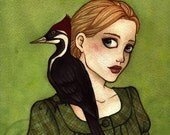 Lord God Bird Ivory Billed Woodpecker Watercolor Art Print