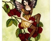 Raspberry Faery Watercolor Art Print