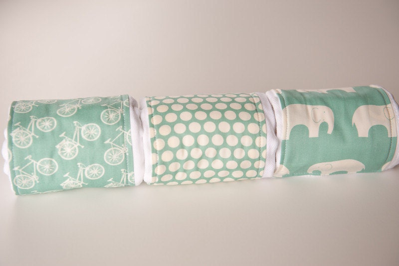 Baby Burp Cloths - Set of 3 - Mod Basics in Pool from Birch 100% Organic Fabric