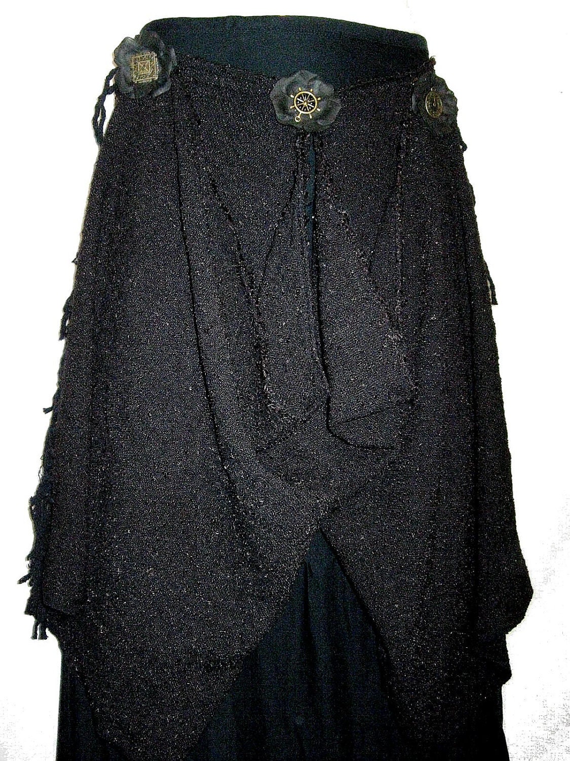 wrap skirt STEAMPUNK glamour HIP SCARF black-coffee Tribal Fusion belly dance costume outfit garb accessory hip adornment Fantasy Larp