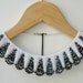 Hand Knit Red Necklace Collar with White Glass Beaded