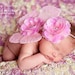 baby headband and butterfly wings set newborn photo prop light pink butterfly - jeweled sequined rhinestone flowers ready to ship