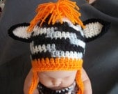 0-3 Month Zebra Hat Custom Color - Photo Prop