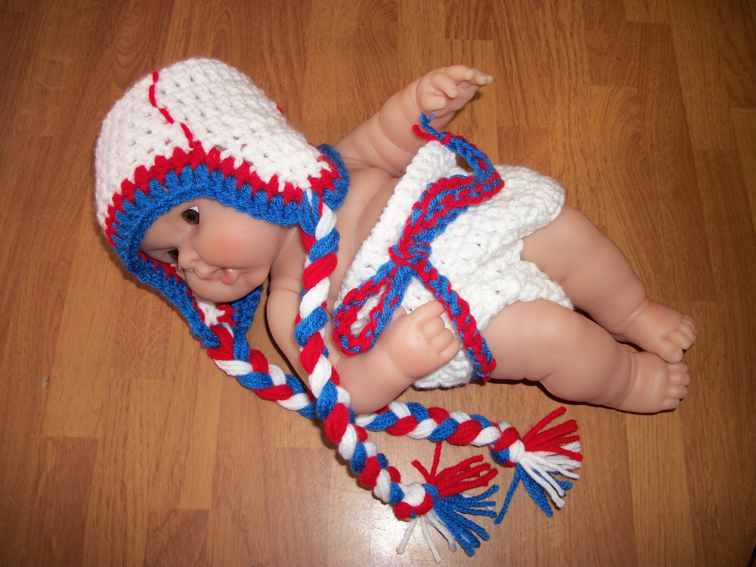 0-3 Months Baseball Beanie and Diaper Cover Set - Photo Prop- Softball