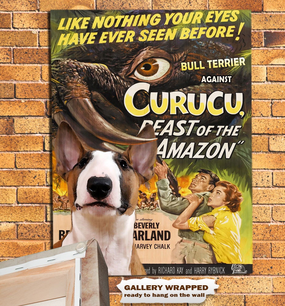 Bull Terrier Vintage Movie Style Poster Canvas Print  NEW Collection by Nobility Dogs