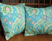 Pillow Slipcovers Pillow Covers Set of Two 12 X 12 Paisley Jade Lark Feather