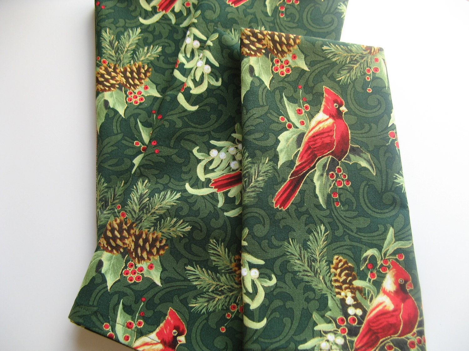 Cardinal Cloth Napkins, Christmas Table, Green, 18 Inch Set of Four