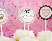 PRINTABLE Personalized Cupcake Toppers - Custom Juicy Couture Inspired Printable Cupcake Toppers - Detailish Il_170x135