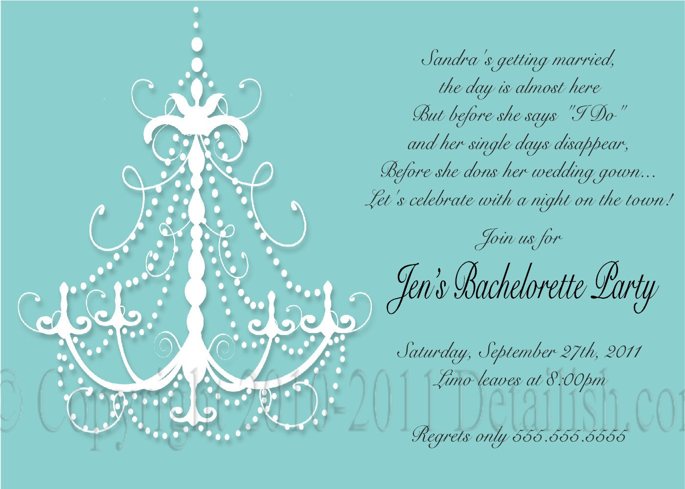 PRINTABLE Tiffany Blue Bridal Shower Bachelorette Party or Baby Shower Invitation - I design you print as many as you want Il_170x135