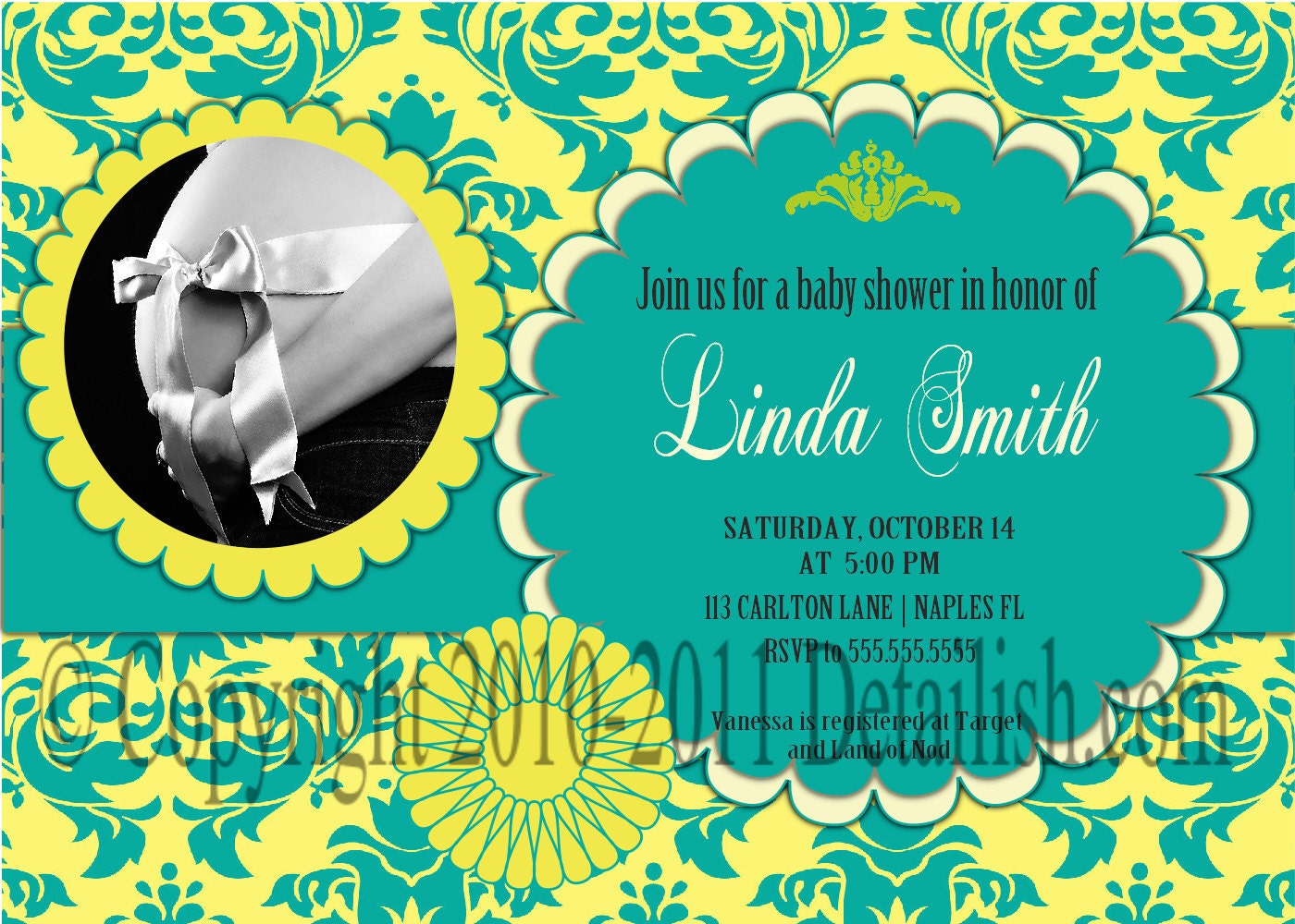 PRINTABLE Modern Photo Blushing Floral Damask Baby Shower Invitation - Couples Shower, Anniversary, Birthday invite - UPRINT Il_170x135