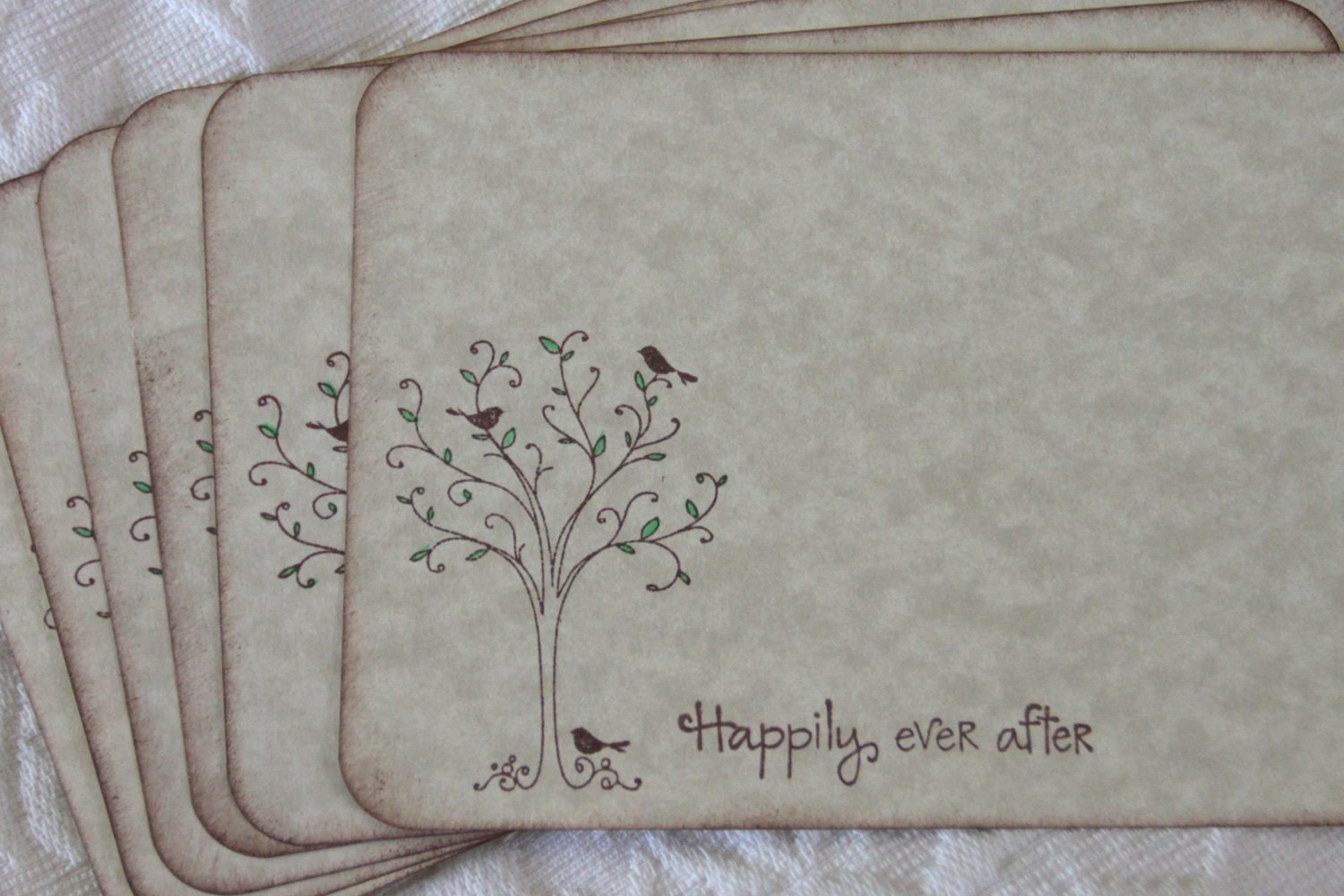 Set of 12 Wish Cards - Happily Ever After Love Birds In A Tree - Wedding / Bridal Shower
