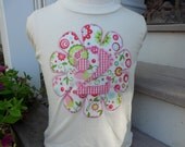 Organic Cotton - Petals and Gingham Number shirt - Natural color - Long sleeved