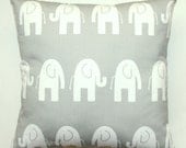Premier Prints Grey and White Elephant Pillow Cover- 18x18 inches- Hidden Zipper Closure
