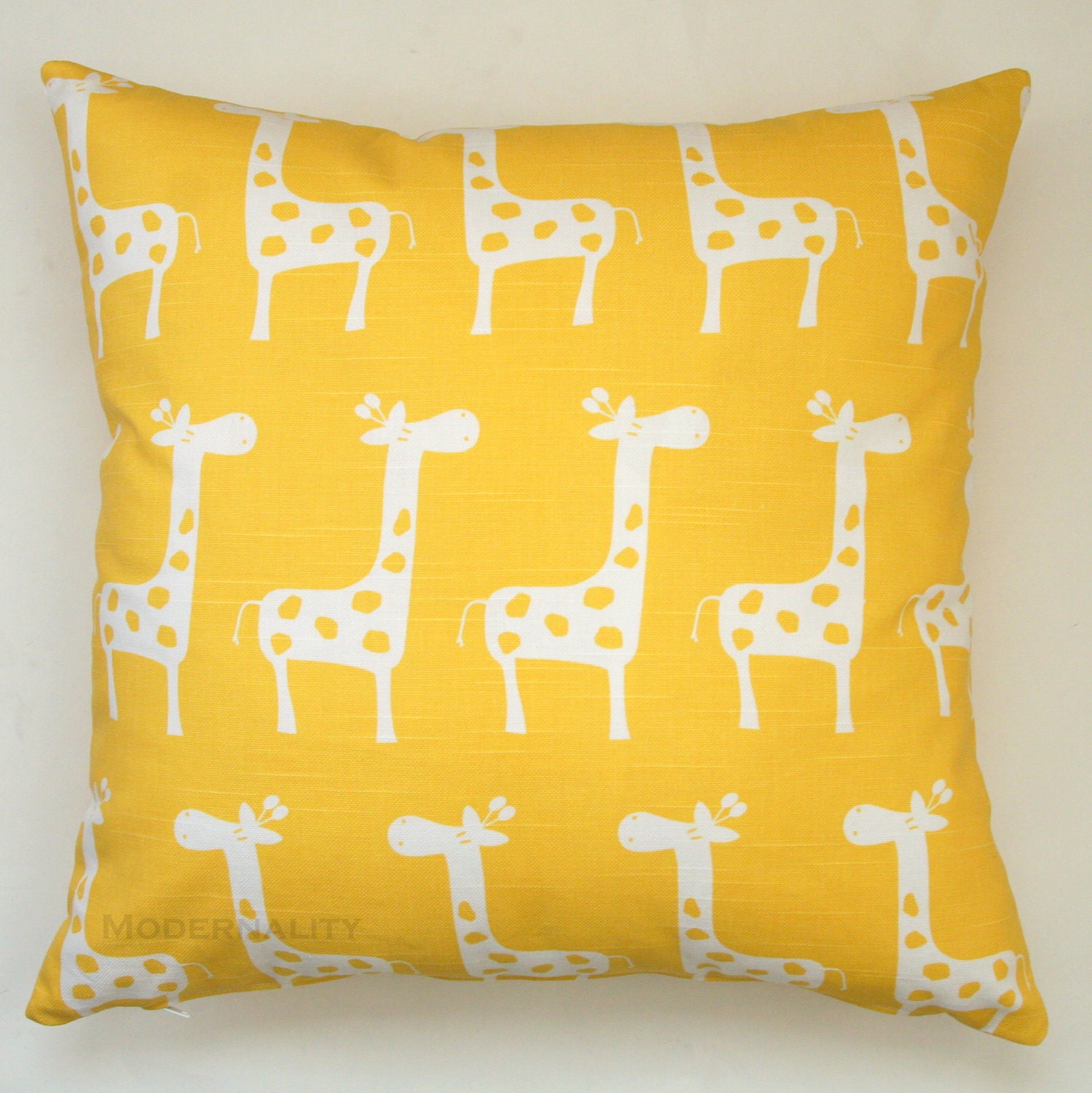JANUARY SALE- Premier Prints Yellow Giraffe Pillow Cover- 18x18 inches- Hidden Zipper Closure - Modernality2