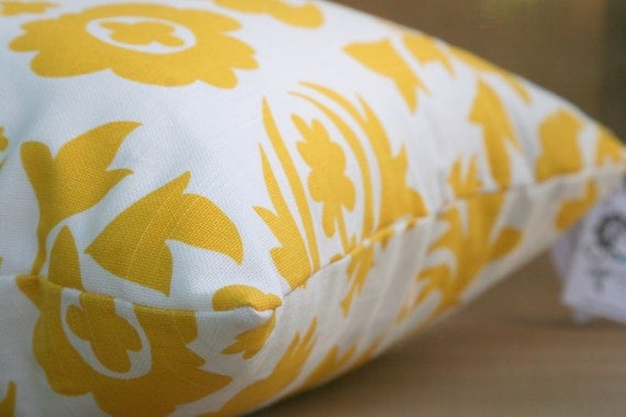 Premier Prints Yellow Suzani Pillow Cover- 20x20 inches- Hidden Zipper Closure