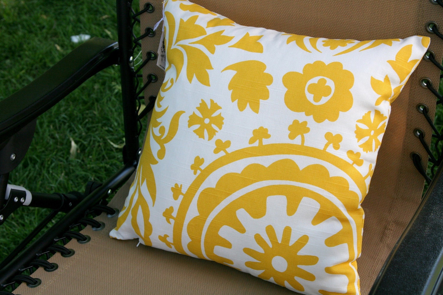 Premier Prints Yellow Suzani Pillow Cover- 20x20 inches- Hidden Zipper Closure