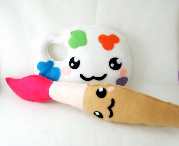 Painting brush and palette SET kawaii  felt plushies