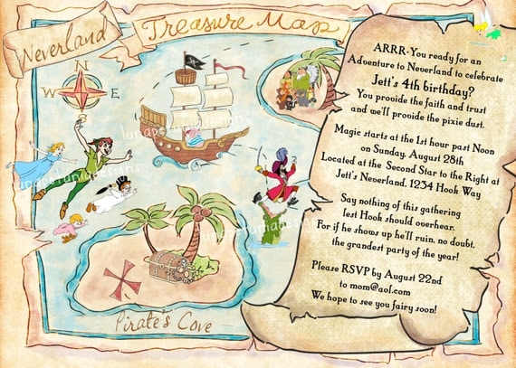 Neverland Treasure Map Invitation