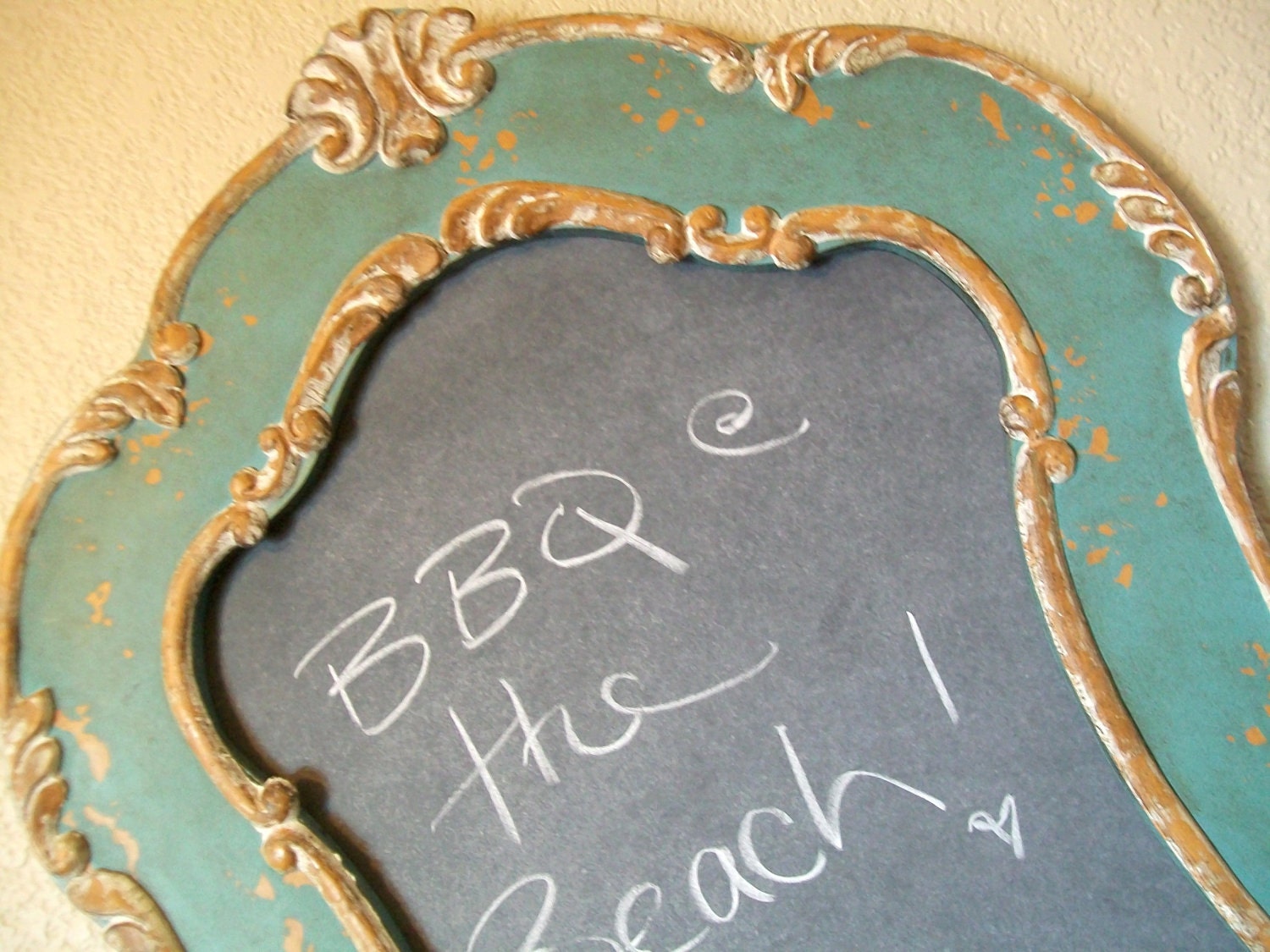 EXTRA LARGE ORNATE Vintage Framed Chalkboard Magnetic Chalkboard Message Board Memo Wedding Menu Board Seating Chart Kitchen Chalkboard Teal