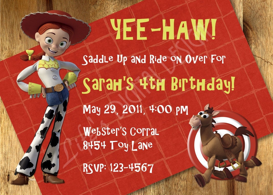 Toy Story Jesse and Bullseye Birthday Invitations Customizable Printable
