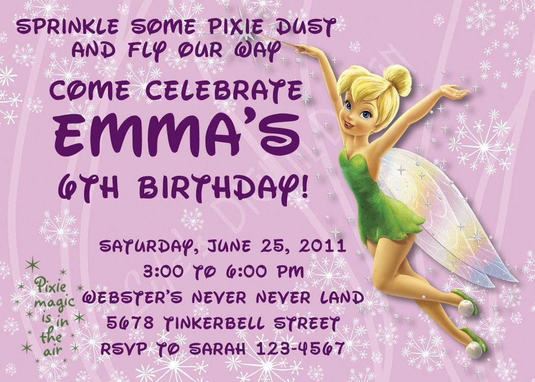 Tinkerbell Birthday Invitations Customizable Printable
