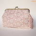 Vintage inspired - White Lace Wedding Clutch Purse covered on Dusty Pink Silk