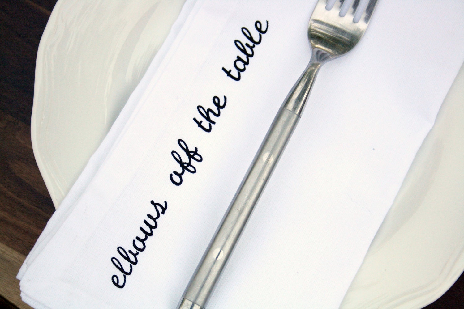 Napkins Etiquette or Manners set of 12 black screen printed napkins