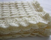 Crochet Baby Blanket / Afghan, Handmade Crochet Ivory Baby Blanket