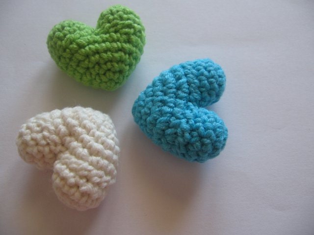 3 Crocheted Mini Hearts