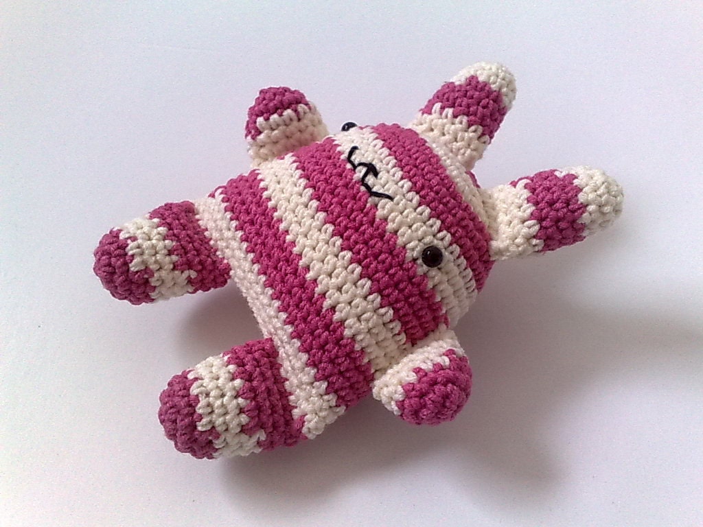 super kawaii crochet bunny pink & cream stripes