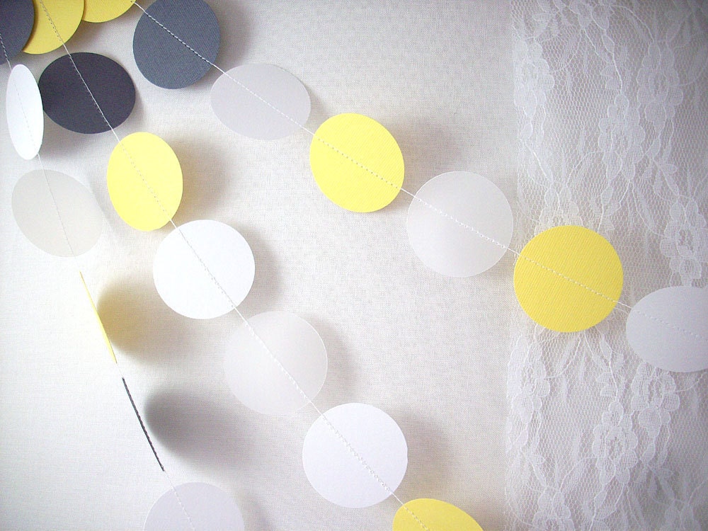 Yellow and Gray 30ft. Garland /////// Yellow and Gray Wedding Garland // Yellow and Gray Nursery // Yellow and Gray Baby Shower //