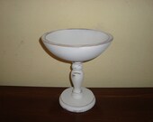 Shabby  Distressed White Wooden Pedestal Bowl Chic
