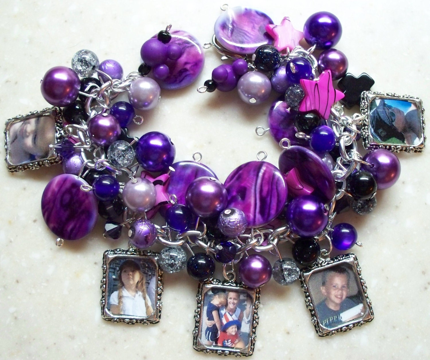 PHOTO CHARM BRACELET Themed Charm Bracelet Made to Order Completely Custom Mothers Day Birthdays Anniversaries Weddings Showers