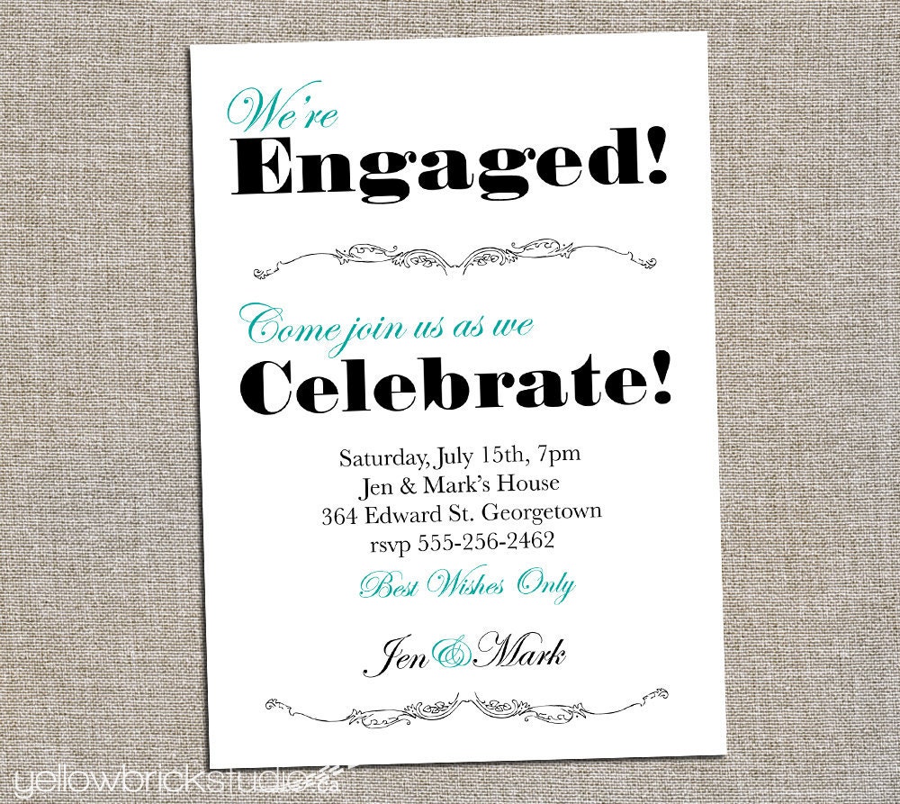 Engagement Party/Shower Invitation - DIY printable file by YellowBrickStudio