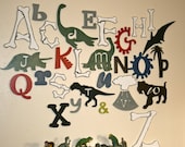 Wooden Alphabet Set,  Dinosaur Letters,  Wood Letters, Hand Finished, Nursery Decor, ABC Wall