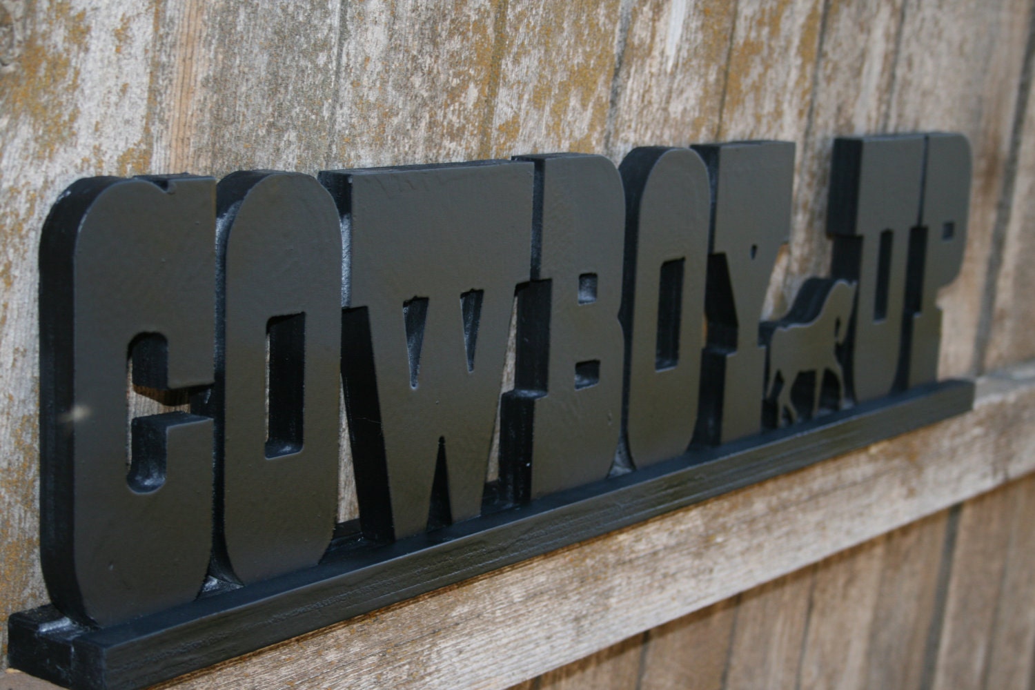Cowboy Up Wooden Sign, Western Art, Horse, Mantle Art