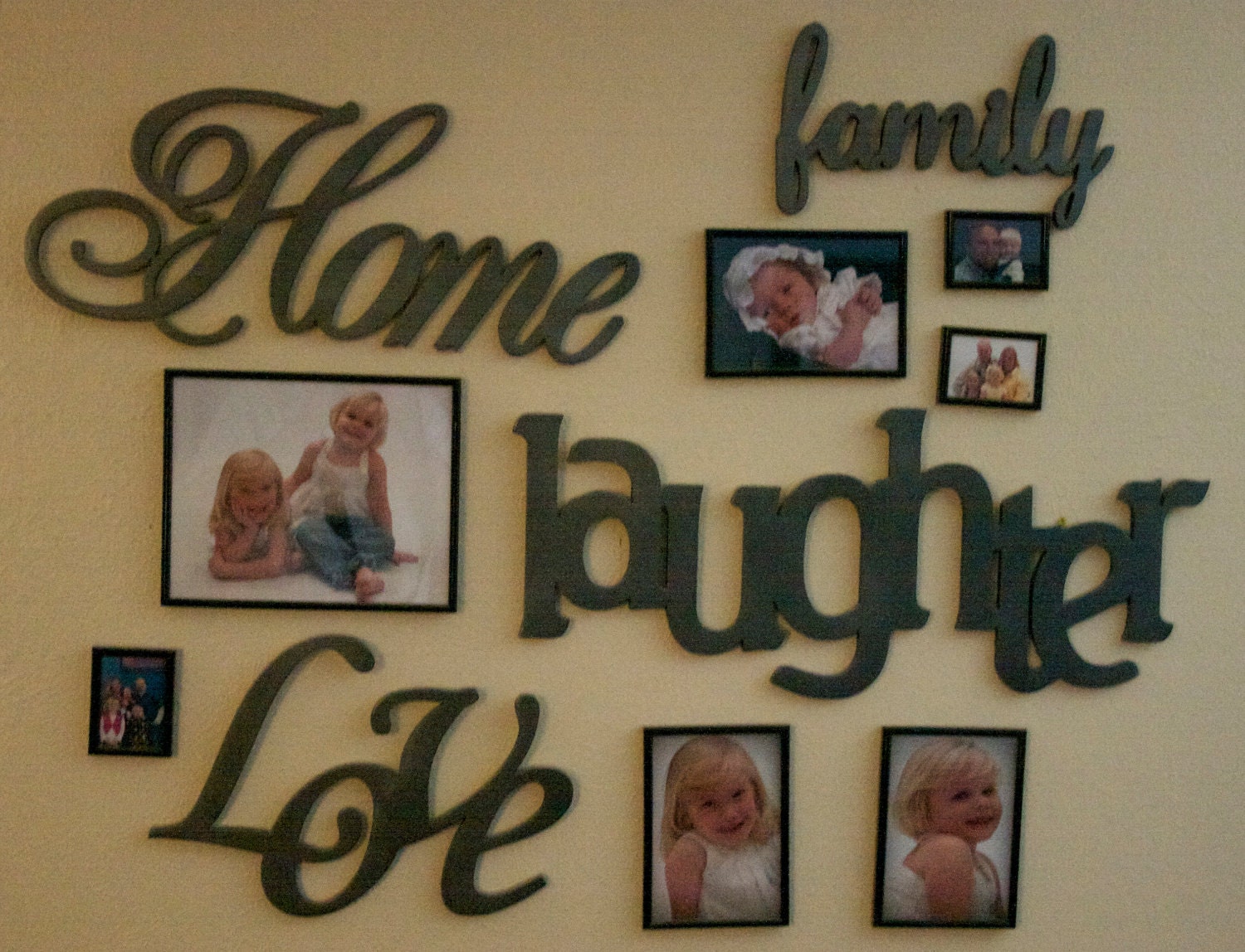 Family Home Laughter Love Photo Wall Words