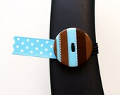 BosoBuddies - Blue/Brown Stripe w/ Baby Blue Dot Ribbon (6020A-053)