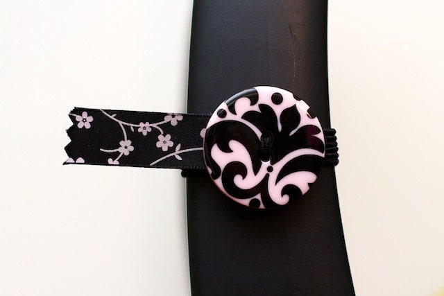 BosoBuddies - Pink & Black Damask w/ Black Pink Cherry Blossom Ribbon (1172-035)