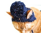 Pom Pom Cat Hat - Navy Tweed