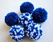 Catnip Pom Pom Cat Toys - Set of Six (Blue and White)