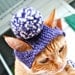 Pom Pom Cat Hat - Purple and White