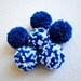 Catnip Pom Pom Cat Toys - Set of Six (Blue and White)