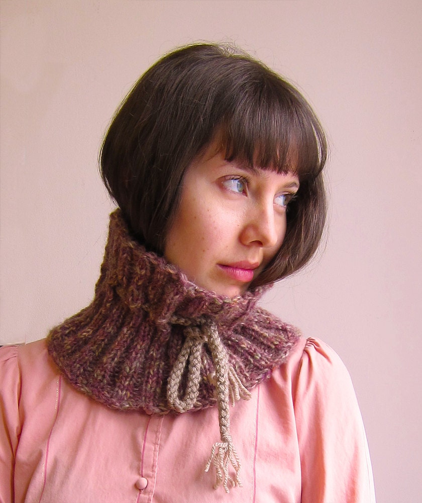Purple Wool Knitted Neckwarmer-ready to ship