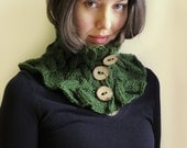 Hand knitted Wool Neckwarmer Olive Green