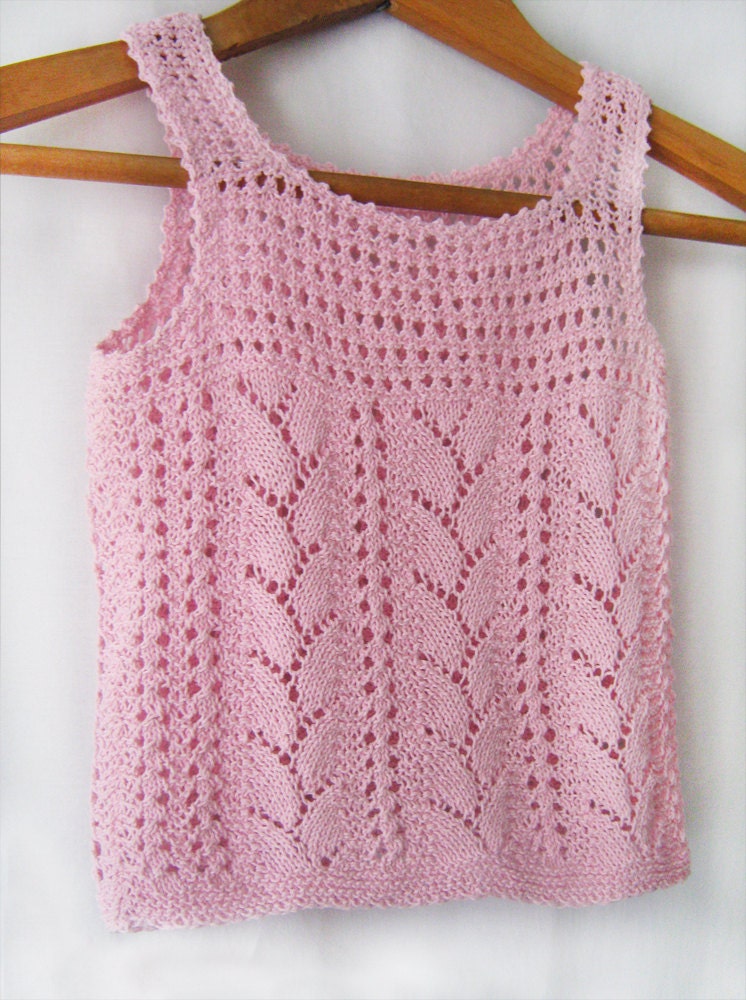 A pink butterfly-summer hand knitting top for girls
