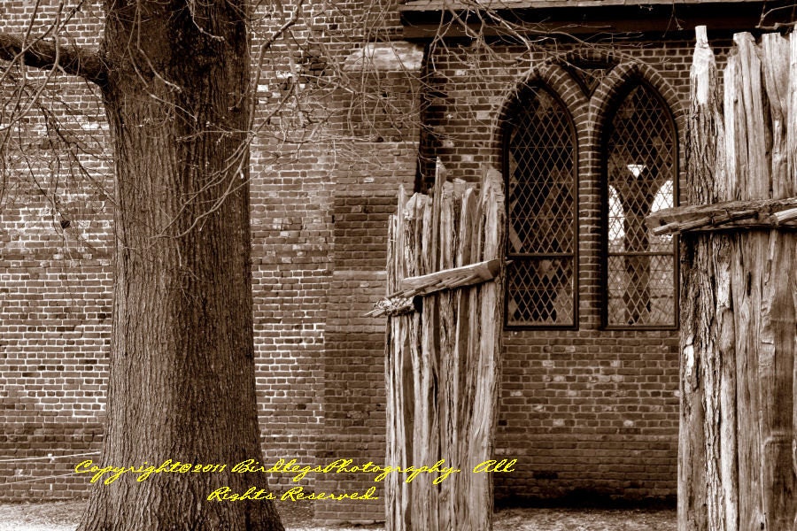 Jamestown Church Windows in Black and White - Virginia