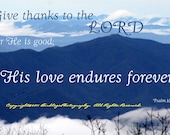 Pretty Blue Mountains and Clouds with Bible Verse