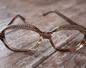 Vintage 1960's Oval Eyeglasses With Rhinestone Accents Made in France